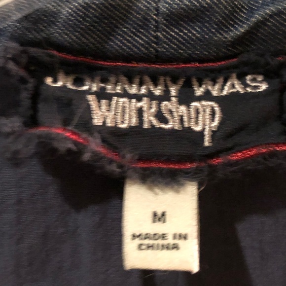 Johnny Was Workshop Embroidered Blue Floral Kimono type jacket size Medium - Picture 3 of 4